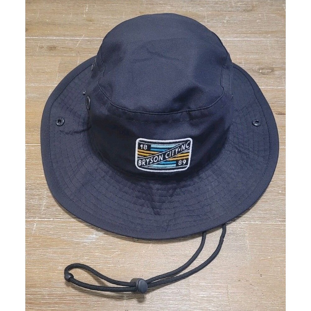 Bryson City NC Patch Boonie Hat Legacy Black Cap Hiking Fishing Adjustable L/XL